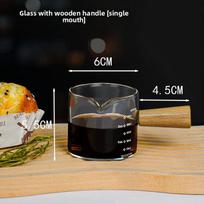 Espresso ekstrakcijos matavimo puodelis su svarstyklėmis, Kavos skysčio uncijų puodelis, Stiklinis matavimo puodelis, Mažas pieno puodelis su medine rankena Single mouth