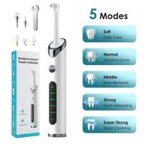 Rechargeable Tooth Polisher Electric Whitening & Polishing Tooth Polisher 5 Mode Personal Dental Calculus Remover Plaque Cleaner white
