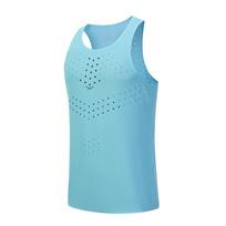 Unisex Quick-Dry Running Vest: Lightweight Sleeveless Marathon Fitness Shirt with Custom Team Printing. M ežero mėlyna spalva