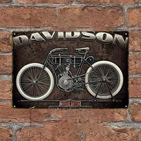Vintažinis Davidson motociklo geležies sienos menas Retro stilius Metalinis kabinamas paveikslas su mechaninio motociklo dizainu Puikiai tinka M aluminum 20x30cm