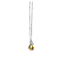 Plated Crystal Water Drop Pendant Necklace Various Colors Detail geltona