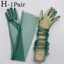 Transparent Sunscreen Glove Retro Mitten Touch Screen Gloves Women Ultra Thin Gloves Tulle Elbow Long Wedding Bride Dress Gloves gray