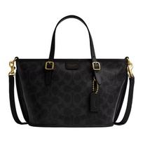 COACH TAXI 21 Brand Logo Logo Tote Bag Tote Bag Shopping Bag Coated Canvas Handbag Small Women's Black juoda