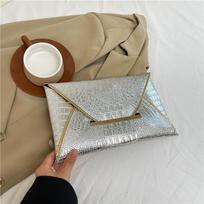 Fashi Crocodile Pattern Envelope Clutch Women's Handbags For Gifts, Designer Casual Ladies Purses Phe Pocket 28x17cm sidabras