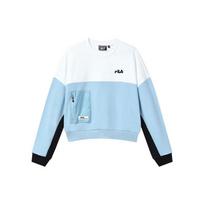 FILA Color Block Letter Logo Crew Neck American Style Sweatshirt Women sweatshirt Light-Blue Pink F11W149210FLB M white