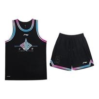 Li-Ning Loose Fit Training Vest And Shorts Basketball Set Men sets Black AATS009-1 M