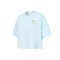 Puma X The Beast Printed Sports Crew Neck T-Shirt Women Tops Blue 533988-50 L white