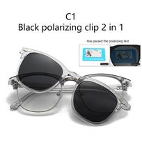 2218A Minding Transparent Grey White Frame 6 In 1 Clips Magnetic Glasses Sunglasses Magnet SHOW AS PICTURE