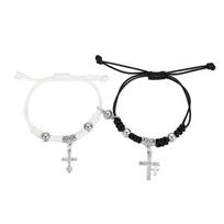 2Pcs Couple Bracelets Crystal Cross Magnetic Matching Bangle Jewelry Wrist Chain 1