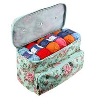 Empty Knitting Tote Yarn Storage Case Carrying Knitting Needles Crochet Hooks Sewing Accessories Organizer Bag One Size žalia