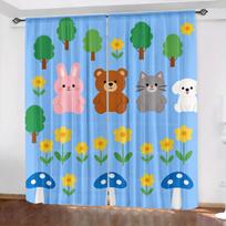Cartoon Construction Curtains 2pcs – Bulldozer Excavator Truck Print, Semi-Sheer Boys Room Living Room Decor 60×150