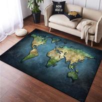 Glowing World Map Black Carpet Mat Modern Style Living Room Rug with Night Light Effect Continent Pattern Home Decoration 40X60CM