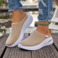 Women's Slip-On Shoes Breathable Lightweight Lazy Shoes Thick Bottom Half Slippers Simple Style Casual Comfortable 36 smėlis