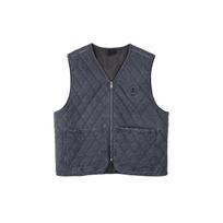 Jordan Logo Plaid Zippered V-Neck Vest Men Vests Grey DV7565-010 L