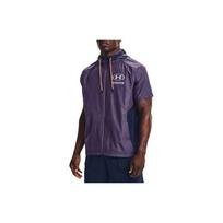Under Armour Woven Series Evolution Logo Printed Color Block Hooded Short Sleeve Jacket Men Jacket Purple 1367769-500 M