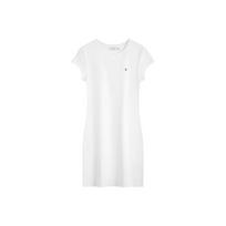 Calvin Klein Simple White Summer Collection Embroidered Letter Casual Cotton Comfortable Round Neck White Short Sleeve Dress Women dresses 40WI334 XS white
