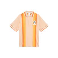 Puma Apres Court Short Sleeve Letter Print Color Block Comfortable Loose Polo Shirt Unisex tops Soft-Sand 628233-32 S
