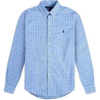 Polo Ralph Lauren Plaid Pony Logo Embroidered Poplin Long Sleeve Shirt Men shirts Blue 710784272-003 S