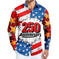 Men's Shirt American Founding Printed Long Sleeve Button-Down Shirt L mėlyna