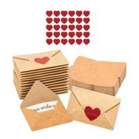 30/60 vnt. mini meilės rašteliai su vokais „Pasidaryk pats“ mažos meilės raštelių kortelės širdelės lipdukas Valentino diena romantiška draugui merginai porai jam jai dovanos 30PCS beige