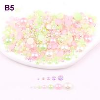 Mixed 2mm-10mm Half-Round AB Plated Resin Pearls - DIY Accessories 2-10mm Pearl + Resin Mix 13g/pack