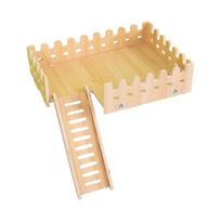 Anti-Bite Mortise Tenon Construction Easy Installation Thickened Rat Climbing Toy Hamster Double Layer Wooden Climbing Platform with Ladder Cage XS