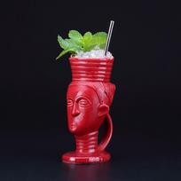 Maori Beautiful Woman Ceramics Tiki Cup Indian Beauty Girl Hawaiian Beach Bar Cocktail Glass Trader Smoothies Mug Container Bowl 280ml raudona