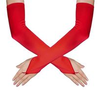 Solid Color Satin Gloves Satin Performance Mittens New Fashion Party Glove raudona