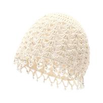 Fashion Hollowed Out Knitted Hat Pearl Fringed Breathable Crochet Hat Round Beads Woven Hat for Women