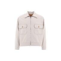 Levis Lmc High-End Series Solid Color Polo Pocket Zipper Long Sleeve Loose Jacket Men jackets White A2195-0001 S