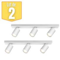 Lot de 2 plafonniers 3 spots saillies BETA-U1 Alu GU10 3x35W Blanc