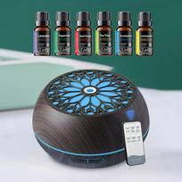 550ml Air Humidifier & Aroma Diffuser with 7 Soothing Light Colors, 6 Essential Oils, Remote Controlled Timer, Bedroom Friendly US gray