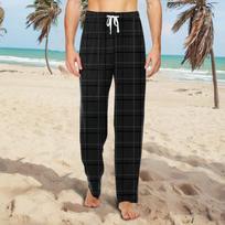 Men's Knitted Fashion Print Drawstring Casual Pants Pajama Pants L juoda