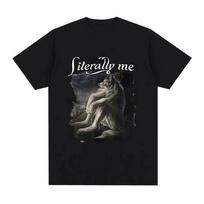 Sitting Wolf Literally Me Funny Meme T Shirt Men Casual Cotton Short Sleeve Oversized T-shirts Hip Hop Vintage Tee Shirt Unisex S gray