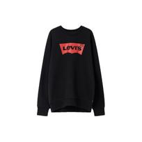 Levis Letter Print Crew Neck Pullover Long Sleeve Sweatshirt Men sweatshirt Black A4957-0000 XS