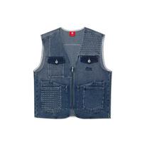 Li Ning Washed Denim Vest Men vests Dark-Denim-Blue Light-Denim-Blue AMDR041-1 M
