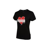 Puma Heart Print Logo Vintage American Style Crew Neck Short Sleeve T-Shirt Women Tops Black 845596-01 M white