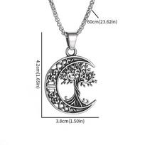 Viking Tree of Life Titanium Steel Pendant Moon Necklace Nordic Jewelry for Women Men
