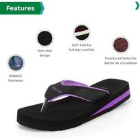 Ortho Joy Doctor Orthopedic Soft Slippers For Women (Black-Purple) 9 UK juoda