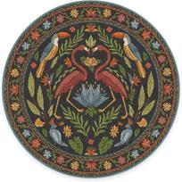 Svetainės apvalus kilimas miegamojo lovos šonui neslystantis grindų kilimėlis bohemiško stiliaus gyvūnų augalų kilimai retro namų dekoravimo kilimas 60cmx60cm gray