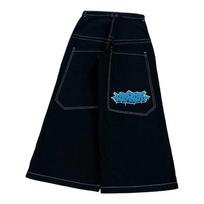 Hip Hop Y2k naujos spalvos Wexwear siuvinėti Baggy džinsai Gatvės drabužiai Džinsai Vyrai Moteriškos aukšto juosmens plačios kelnės Harajuku juodos kelnės S