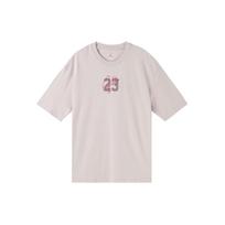 Jordan Essentials Logo Print Crew Neck Loose Short Sleeve Tee Women Tops Pink DM3245-286 XL gray
