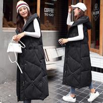 Women's Down Cotton Vest Mid-length  Autumn and Winter New Long Thick Waistcoat Jacket Over-the-knee Vest XL juoda