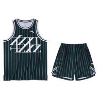 Anta Lighthearted Series Logo Letter Pattern Striped Vest And Shorts Basketball Set Men sets Moss-Green 152321205-3 XL