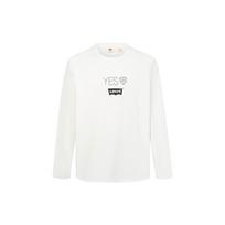 Levis Letter Print Crew Neck Long Sleeve T-Shirt Unisex Tops White A5417-0003 S