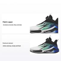 Anta Kids Wind Tide Fabric Professional Training High-Top Basketball Shoes Kids sneaker White Fluorescent-Water-Green Black 312431101-3 39