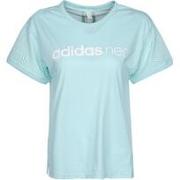 Adidas Neo Sports Casual Series Round Neck Fashion Versatile Short Sleeve Drop Shoulder T-Shirt Women T-Shirts Blue CF9797 L