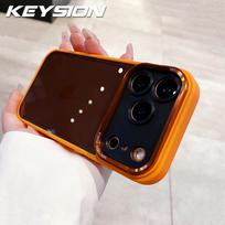 KEYSION Transparent Acrylic Case for iPhone 16 17 Pro Max 16 Plus Soft Frame Metal Lens Protective Shockproof Cover for iPhone 17 Air for iPhone 17 oranžinė