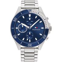 Tommy Hilfiger Men's Chronograph Diver Watch Blue Dial Silver Strap 1791917 sidabras