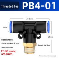 Pneumatic Quick-Connect Tee Fitting, T-Type Push-In Connector, 4/6/8mm Sizes